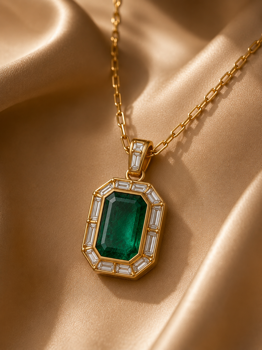 The Sovereign Halo Emerald Pendant