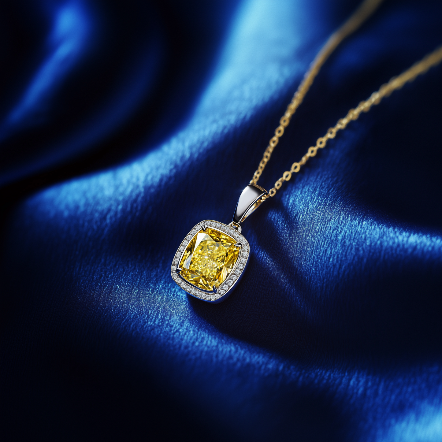 Fancy Vivid Yellow Diamond Solitaire Pendant (5ct Lab-Grown)