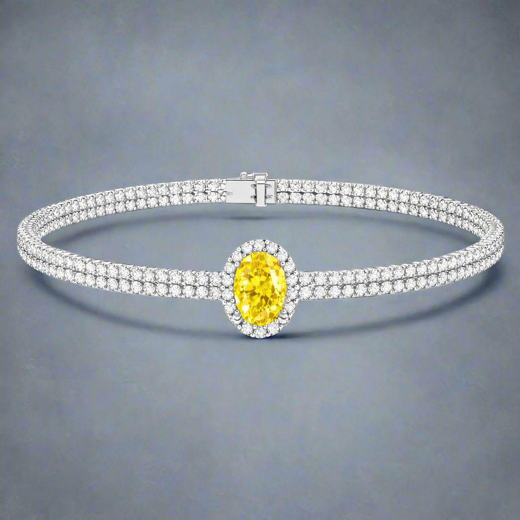 Yellow oval diamond choker