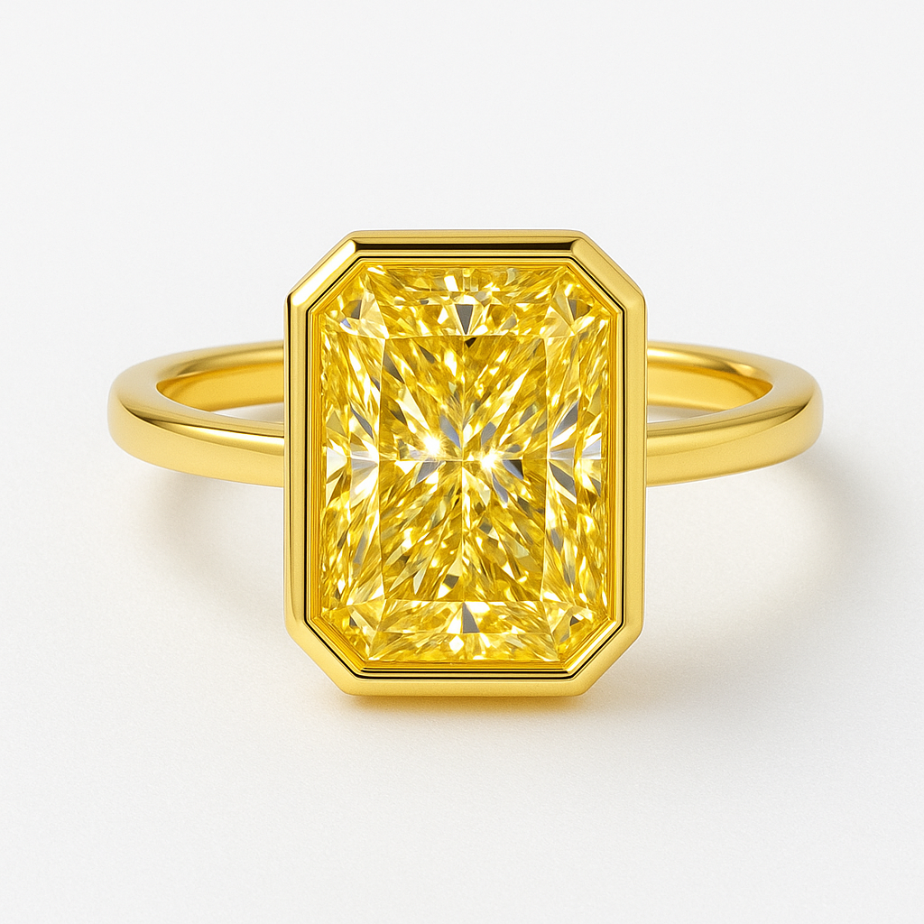 Radiant Yellow Diamond Ring – in 18k Yellow Gold