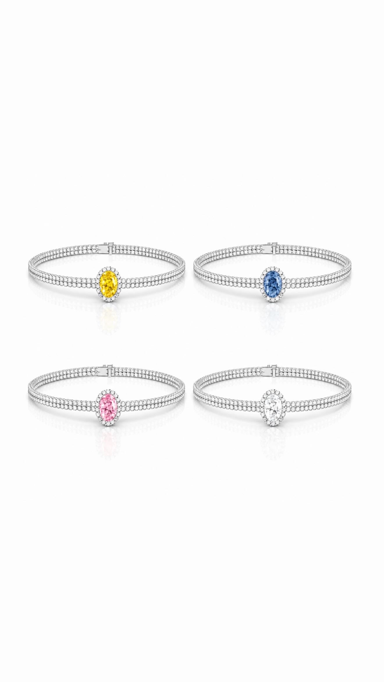 Jade Yellow oval diamond choker