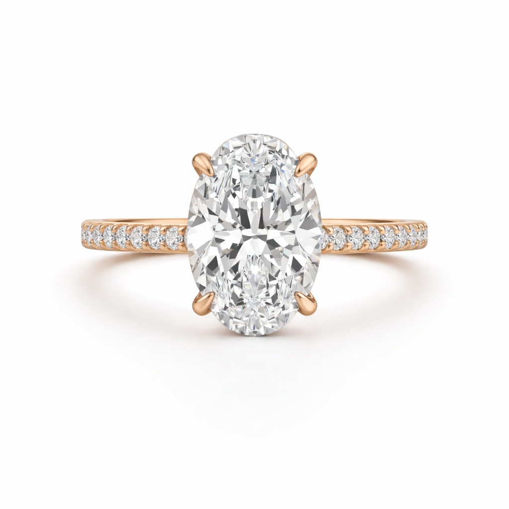 Oval Diamond Engagement Ring with Diamond Pavé