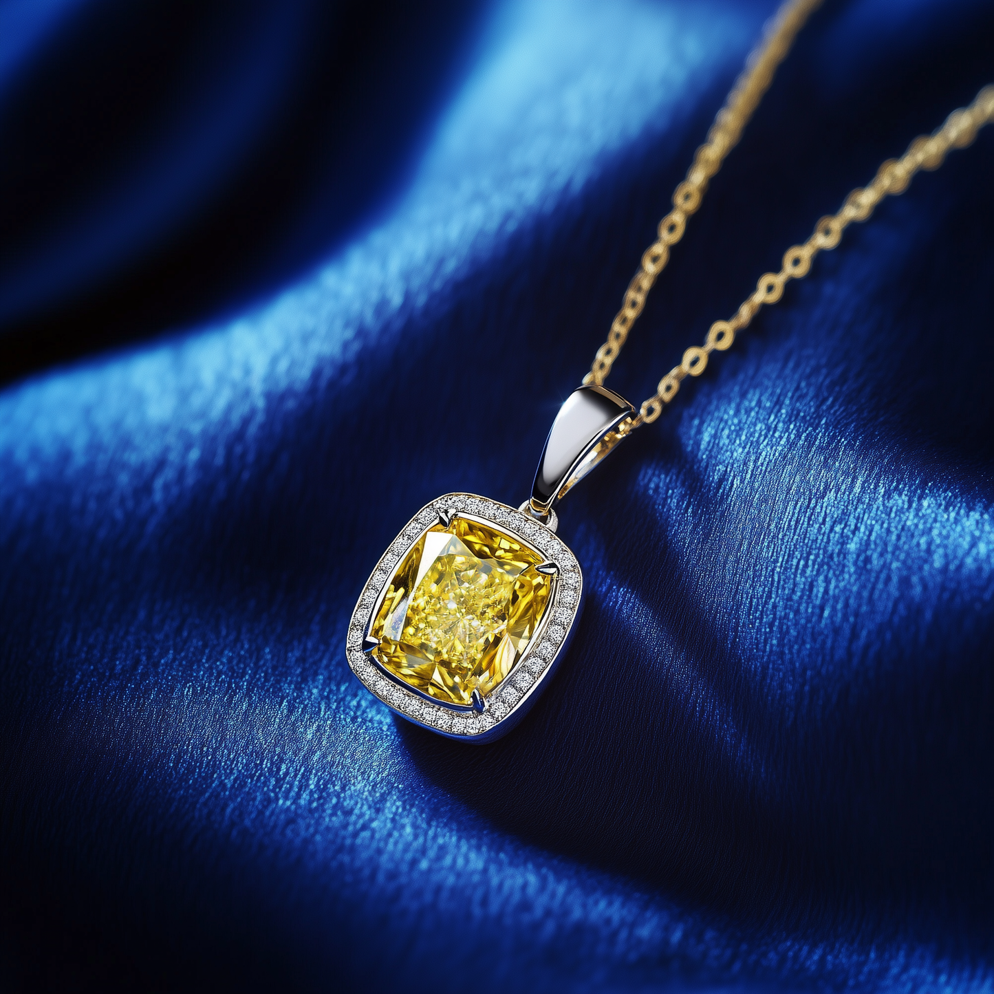 Fancy Vivid Yellow Diamond Solitaire Pendant (5ct Lab-Grown)