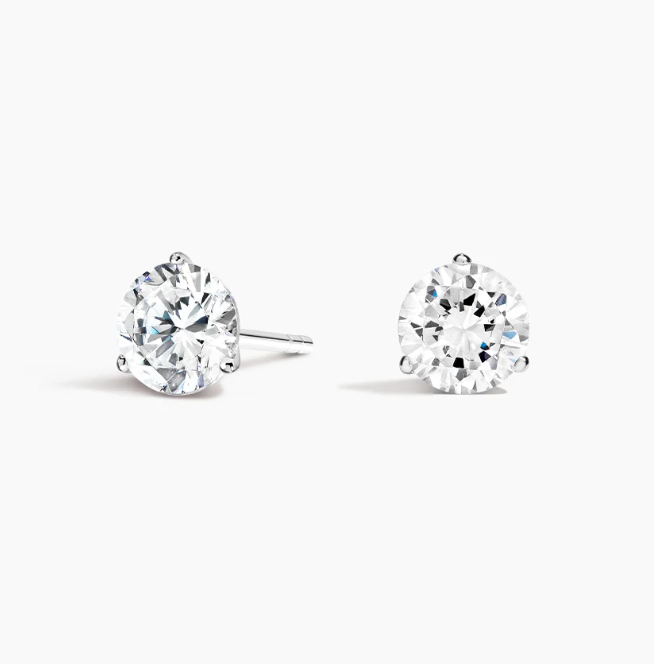 18K White Gold Martini Stud Earrings – Lab-Grown Diamonds