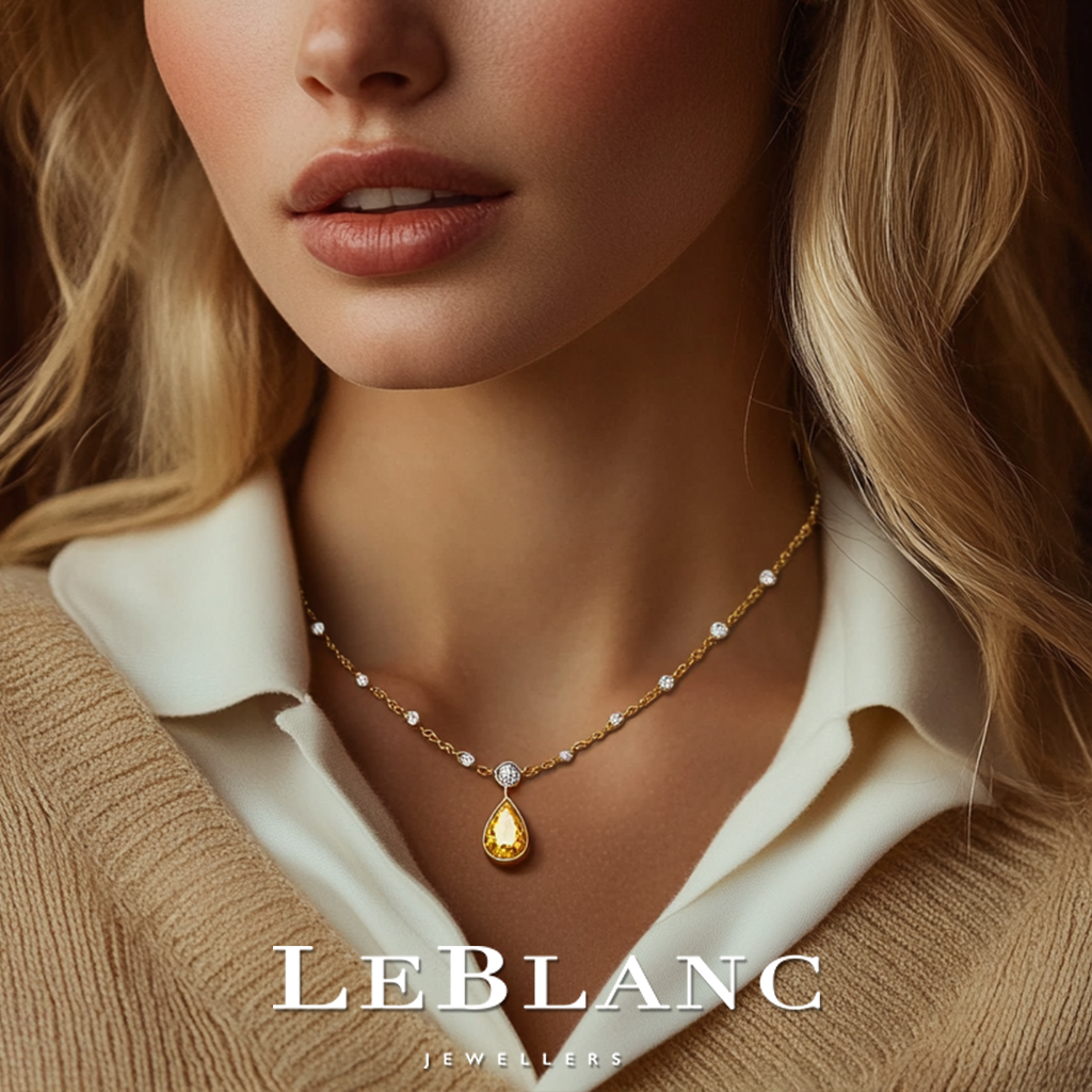 Exquisite 5ct Yellow Diamond Pendant Necklace in 18K Yellow Gold