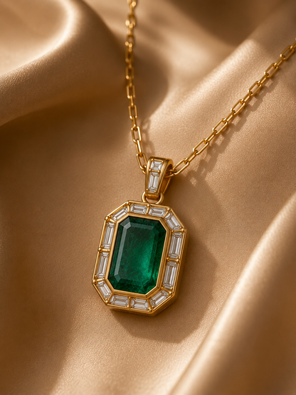 The Sovereign Halo Emerald Pendant