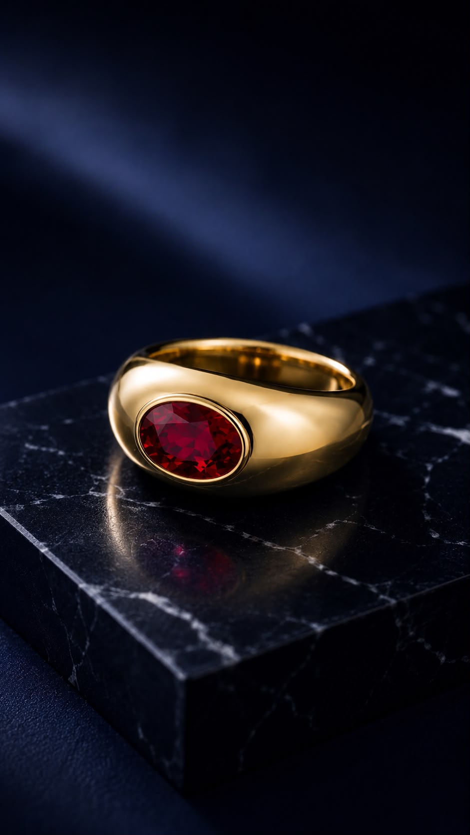 Oval Ruby Bezel Signet Ring