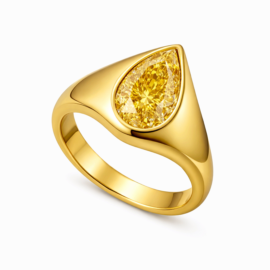 Bague Aurielle Poire Diamant Jaune Sertie Clos — Or Jaune 18 carats