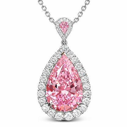 Fancy Vivid Pink Pear Diamond Halo Pendant — 5.00 CT