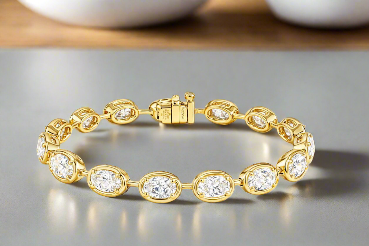 Gold bezel diamond bracelet