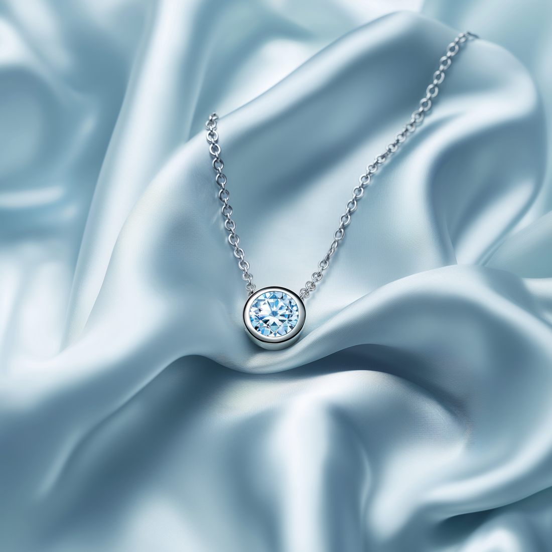 Pendentif solitaire en diamant en or blanc 14 carats