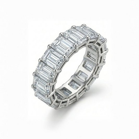 The Emerald Eternity Band – 18K White Gold, Lab-Grown Diamonds