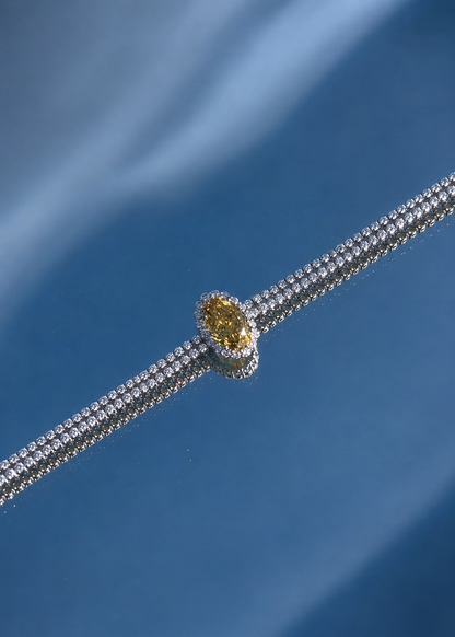 Jade Yellow oval diamond choker