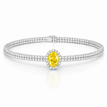 Tour de cou ovale en diamant jaune jade