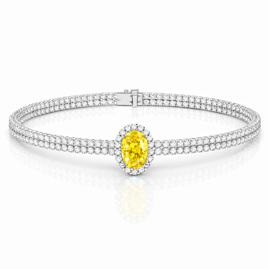 Yellow oval diamond choker