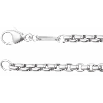 Chaîne en argent sterling maille forçat arrondie 2,6 mm 61 cm