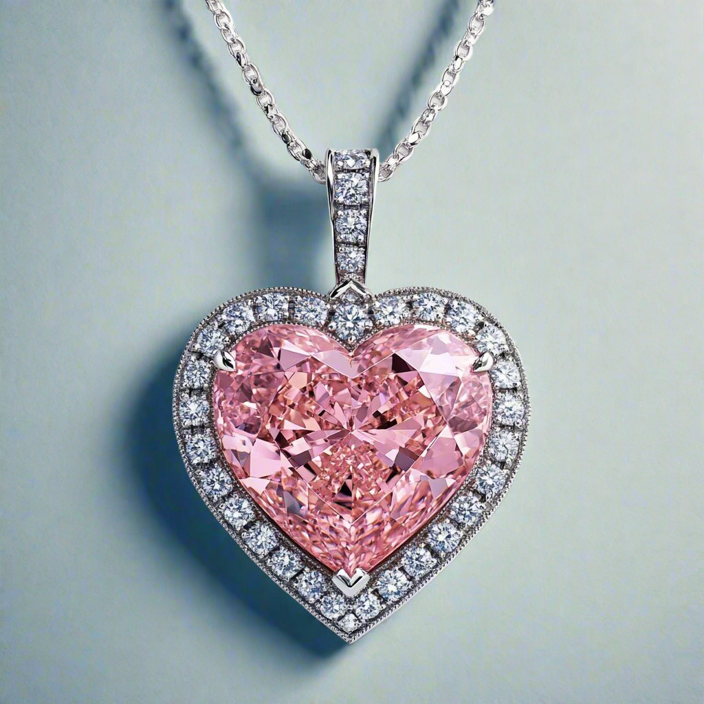 5ct Fancy Pink Heart Shaped diamond Pendant