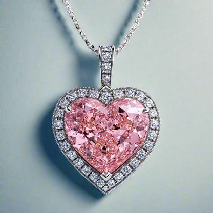 5ct Fancy Pink Heart Shaped diamond Pendant