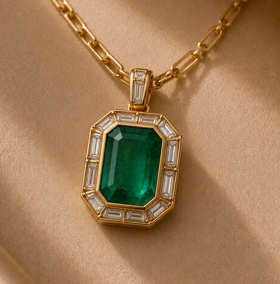 The Sovereign Halo Emerald Pendant