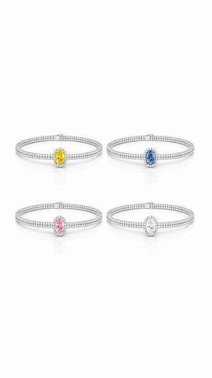 Jade Yellow oval diamond choker