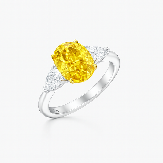 Oval Yellow Diamond Three-Stone Ring