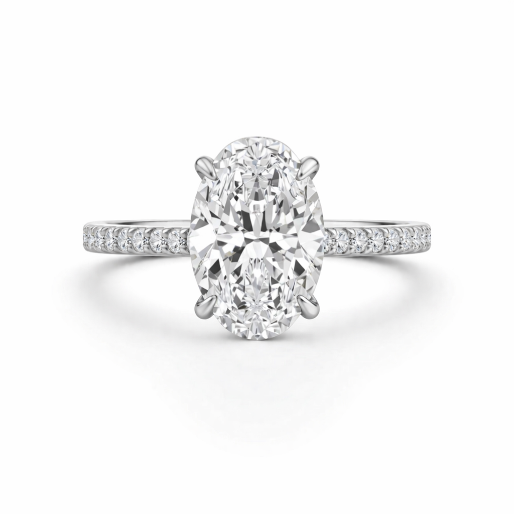 Oval Diamond Engagement Ring with Diamond Pavé