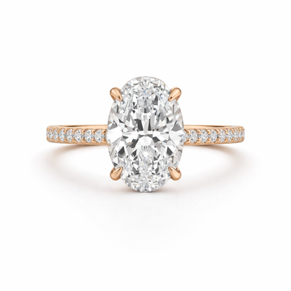 Oval Diamond Engagement Ring with Diamond Pavé
