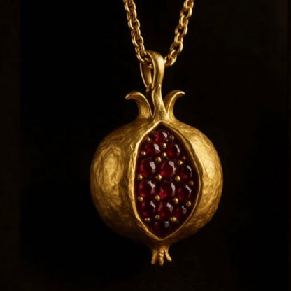 Pomegranate pendant with earth mined natural Ruby’s