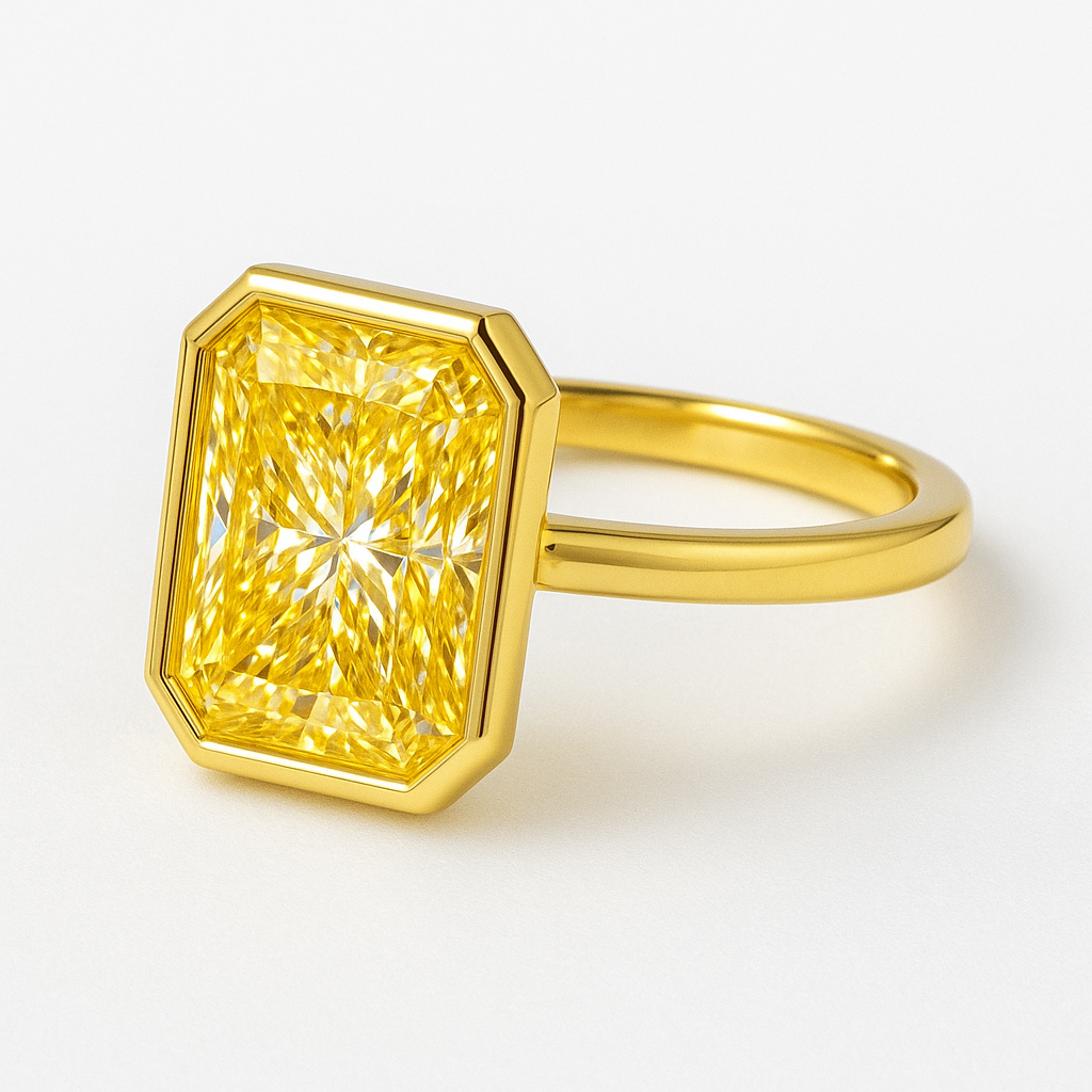 Radiant Yellow Diamond Ring – in 18k Yellow Gold
