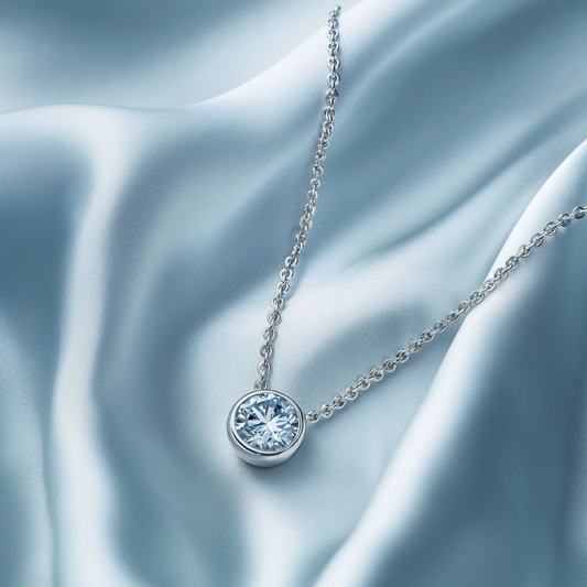 Solitaire Diamond Pendant in 14k White Gold