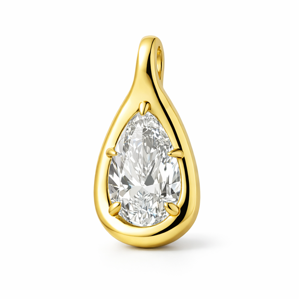 Aurora Pear Diamond Pendant — 18K Yellow Gold