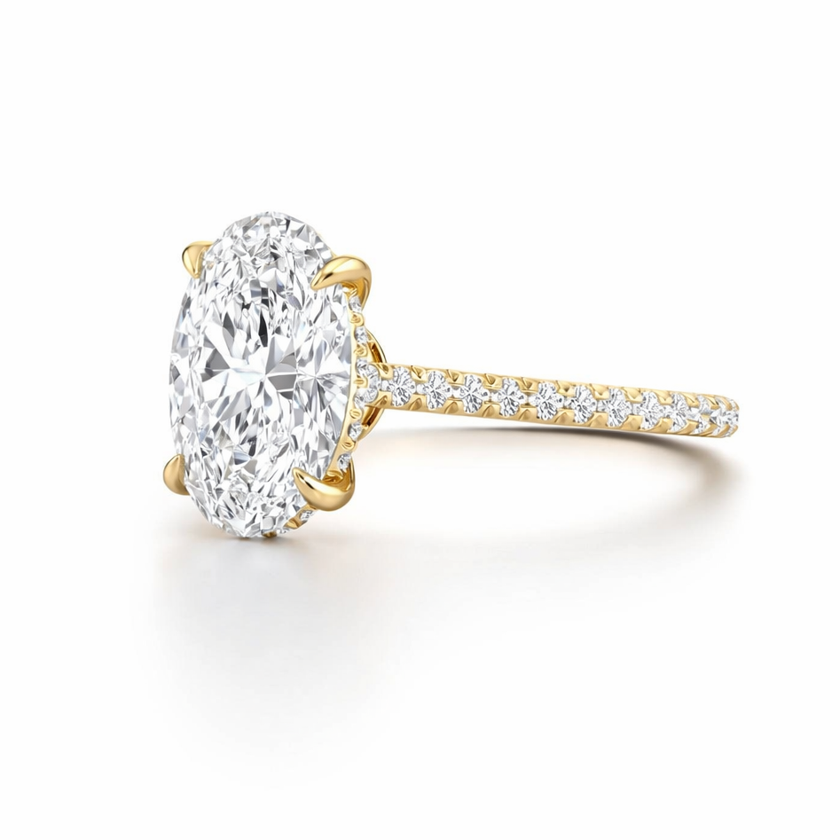 Oval Diamond Engagement Ring with Diamond Pavé