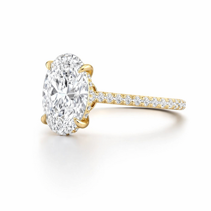 Oval Diamond Engagement Ring with Diamond Pavé