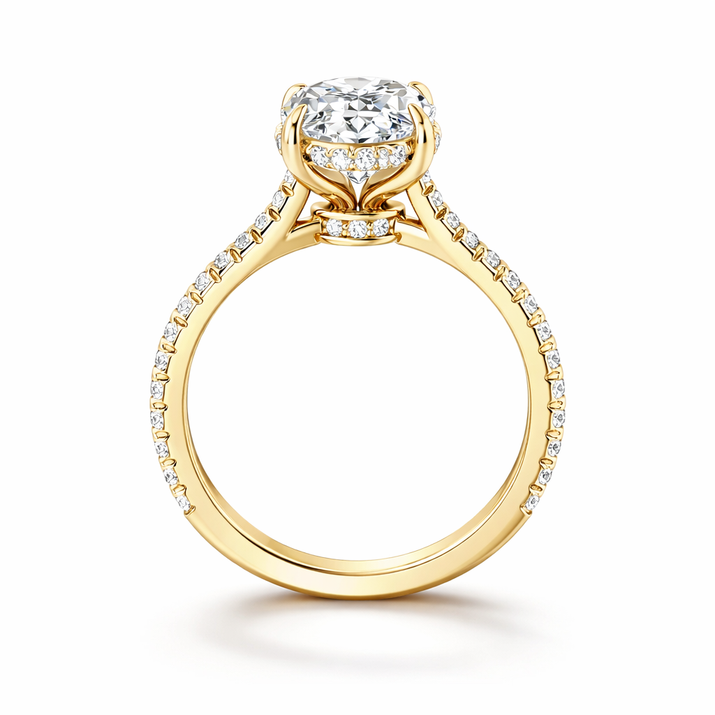 Oval Diamond Engagement Ring with Diamond Pavé