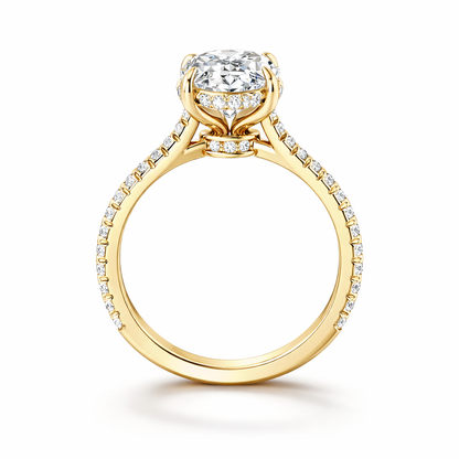 Oval Diamond Engagement Ring with Diamond Pavé