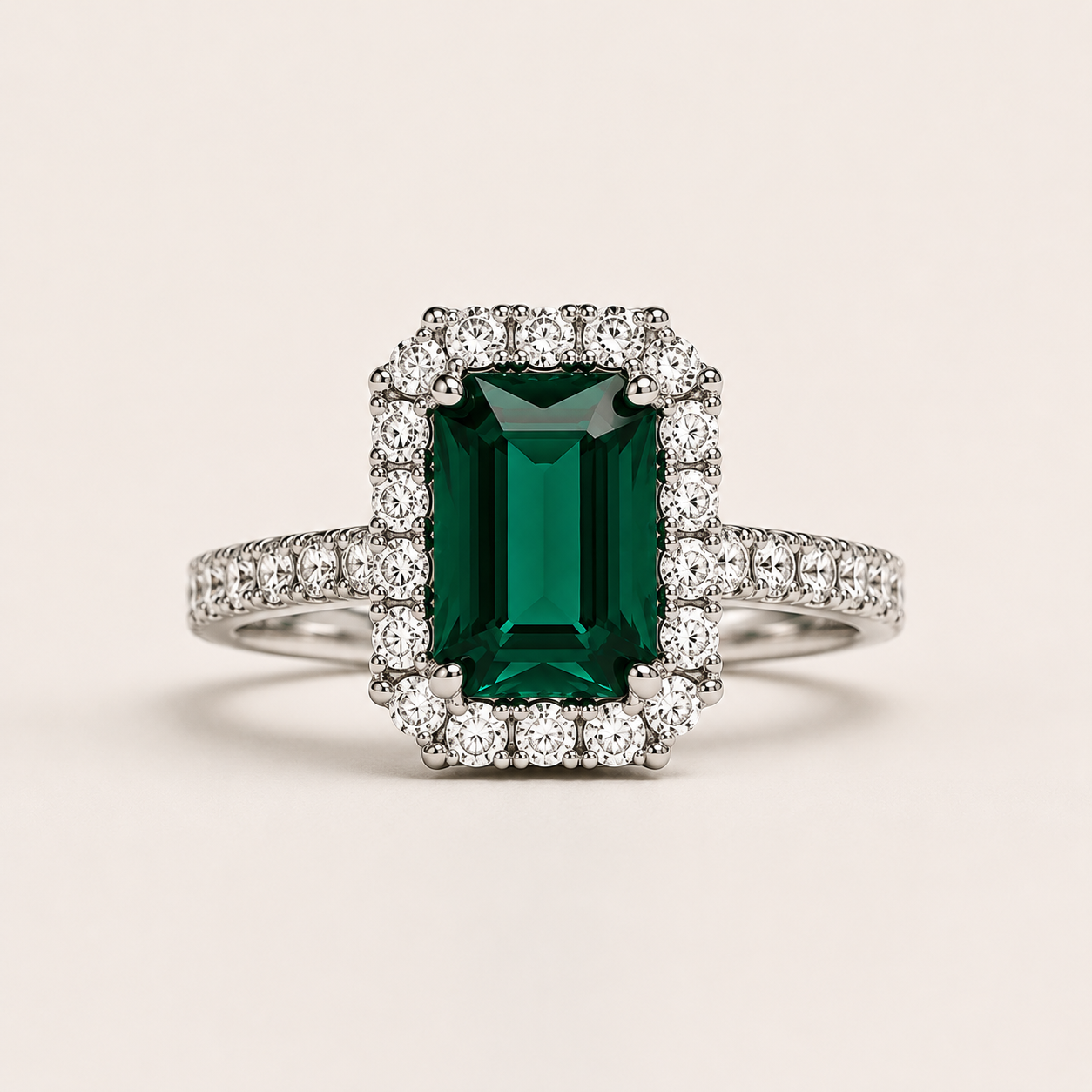Emerald Halo Ring