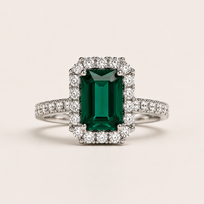 Emerald Halo Ring