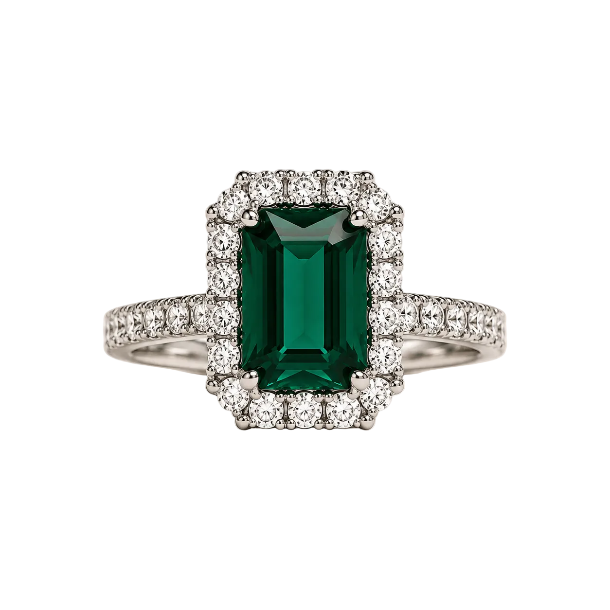 Emerald Halo Ring