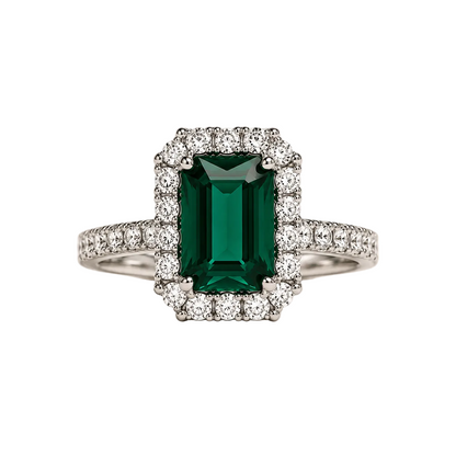 Emerald Halo Ring