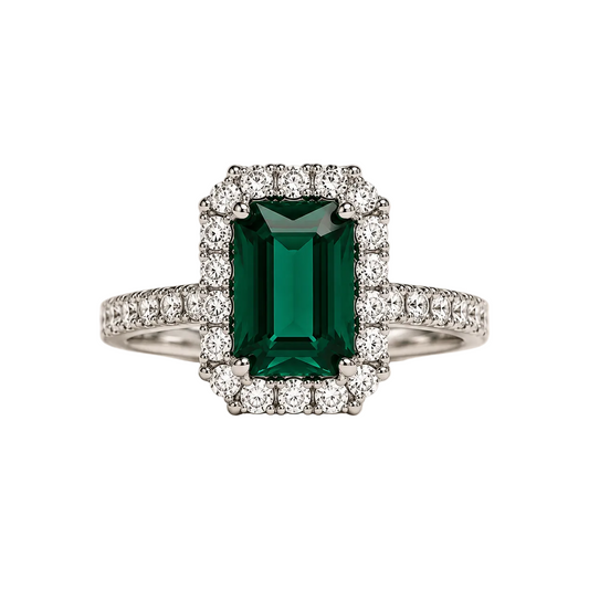 Emerald Halo Ring