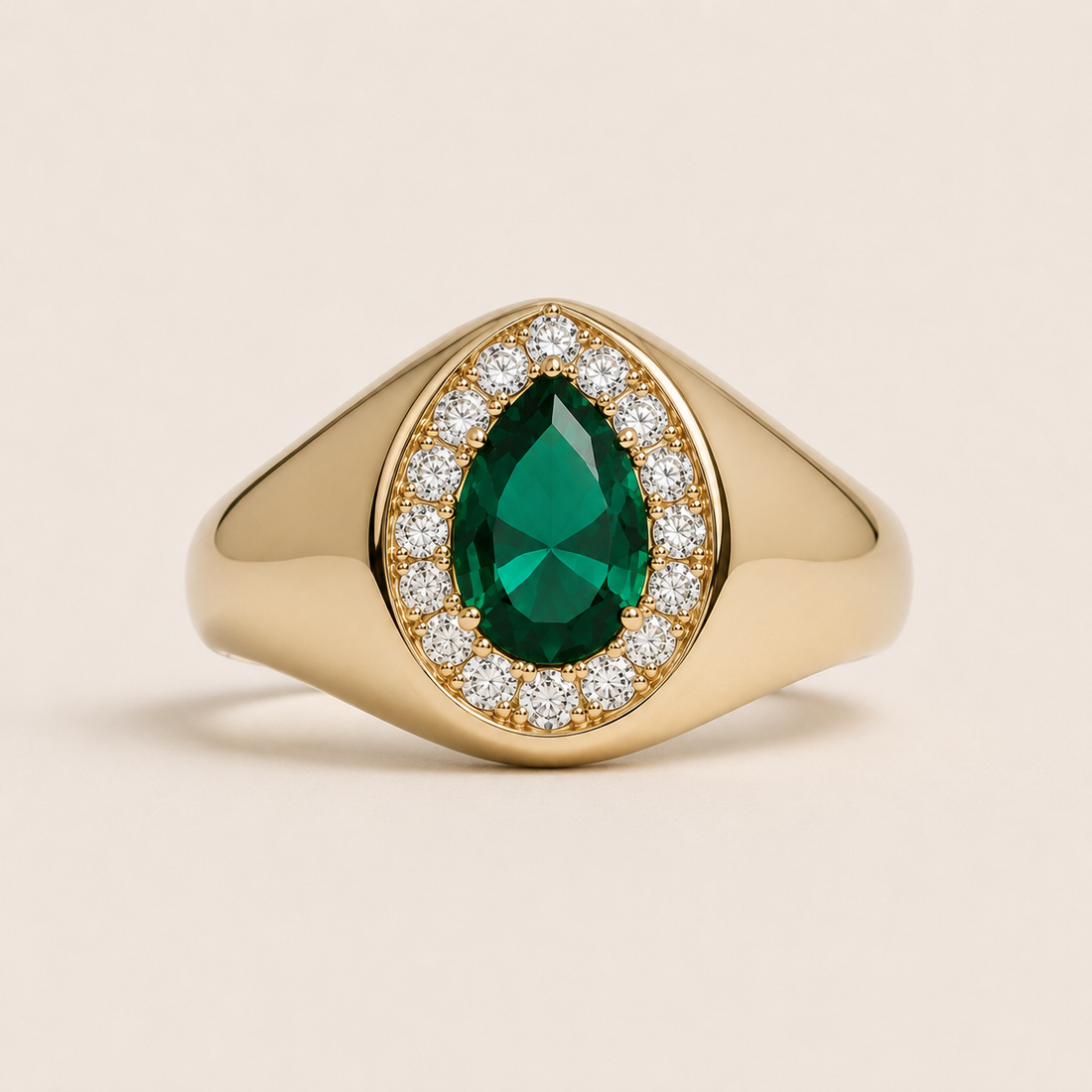 Bague Chevalier Poire Émeraude Souveraine