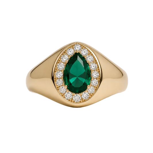 Sovereign Emerald Pear Signet Ring