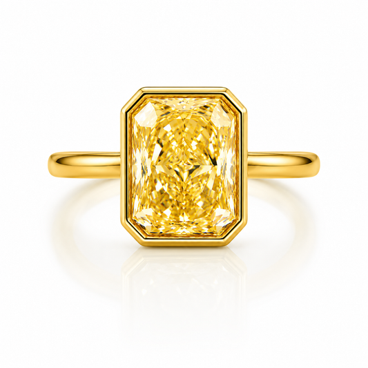 Radiant Yellow Diamond Ring – in 18k Yellow Gold