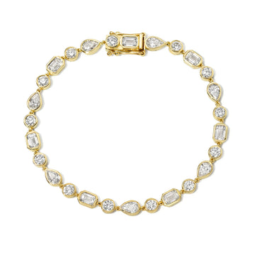 Bezel diamond bracelet mixed cut 10ct - 14k