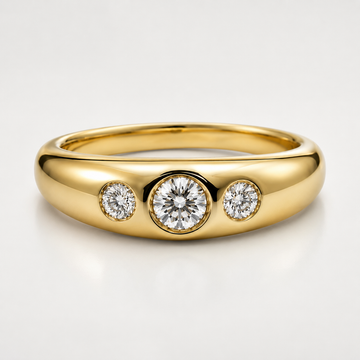 Bague Dôme Trois Diamants Sertis Clos