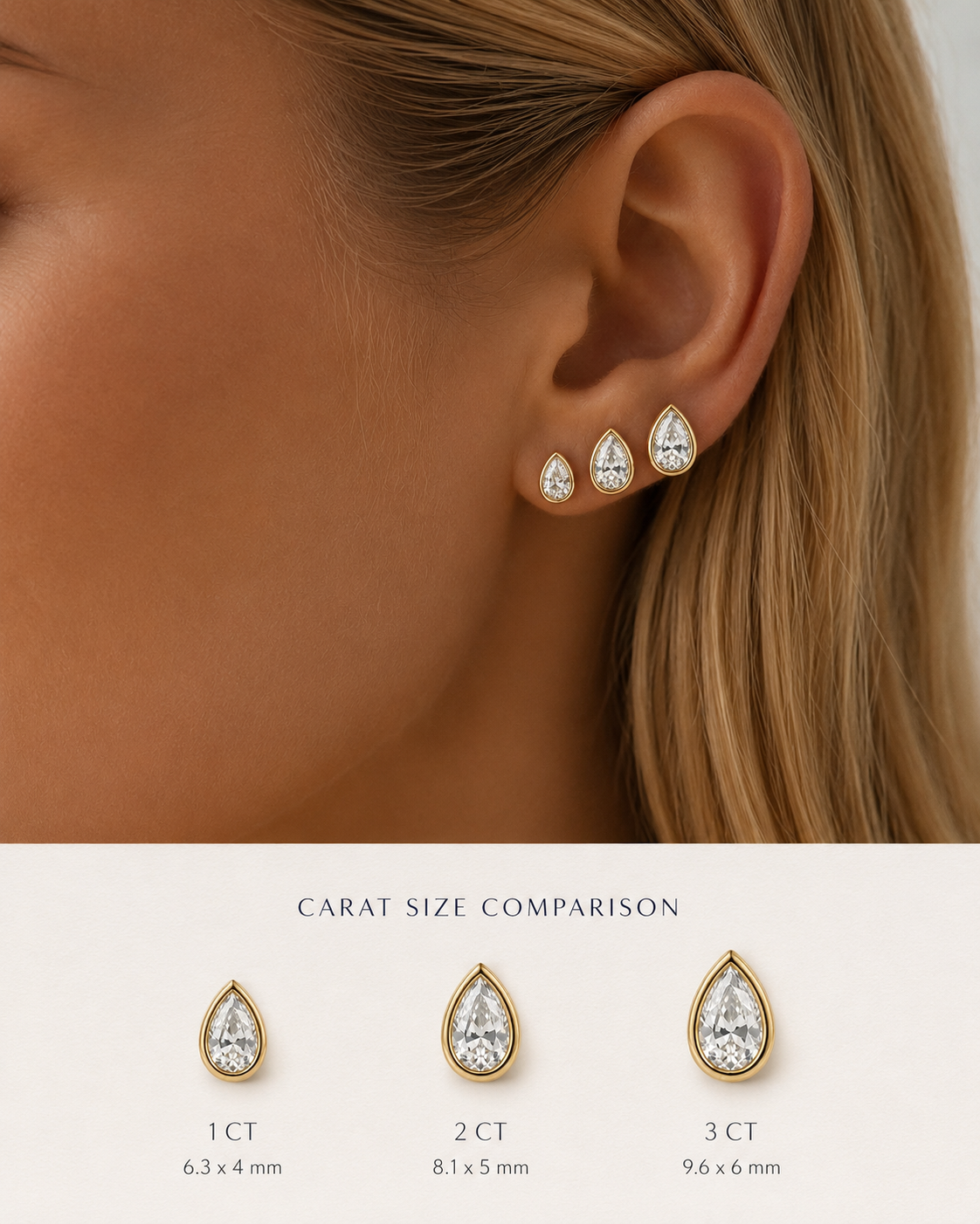 Pear Bezel Stud Earrings