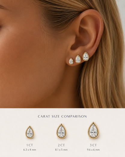 Pear Bezel Stud Earrings