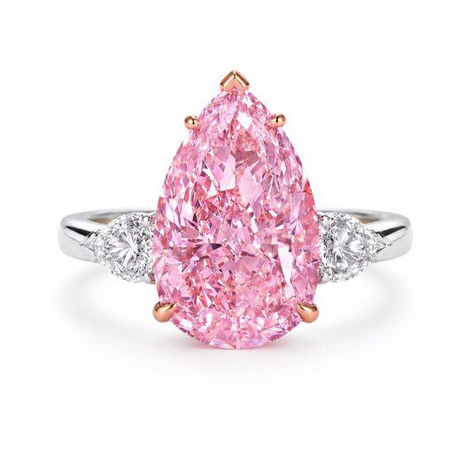 Fancy Vivid Pink Pear Diamond Ring