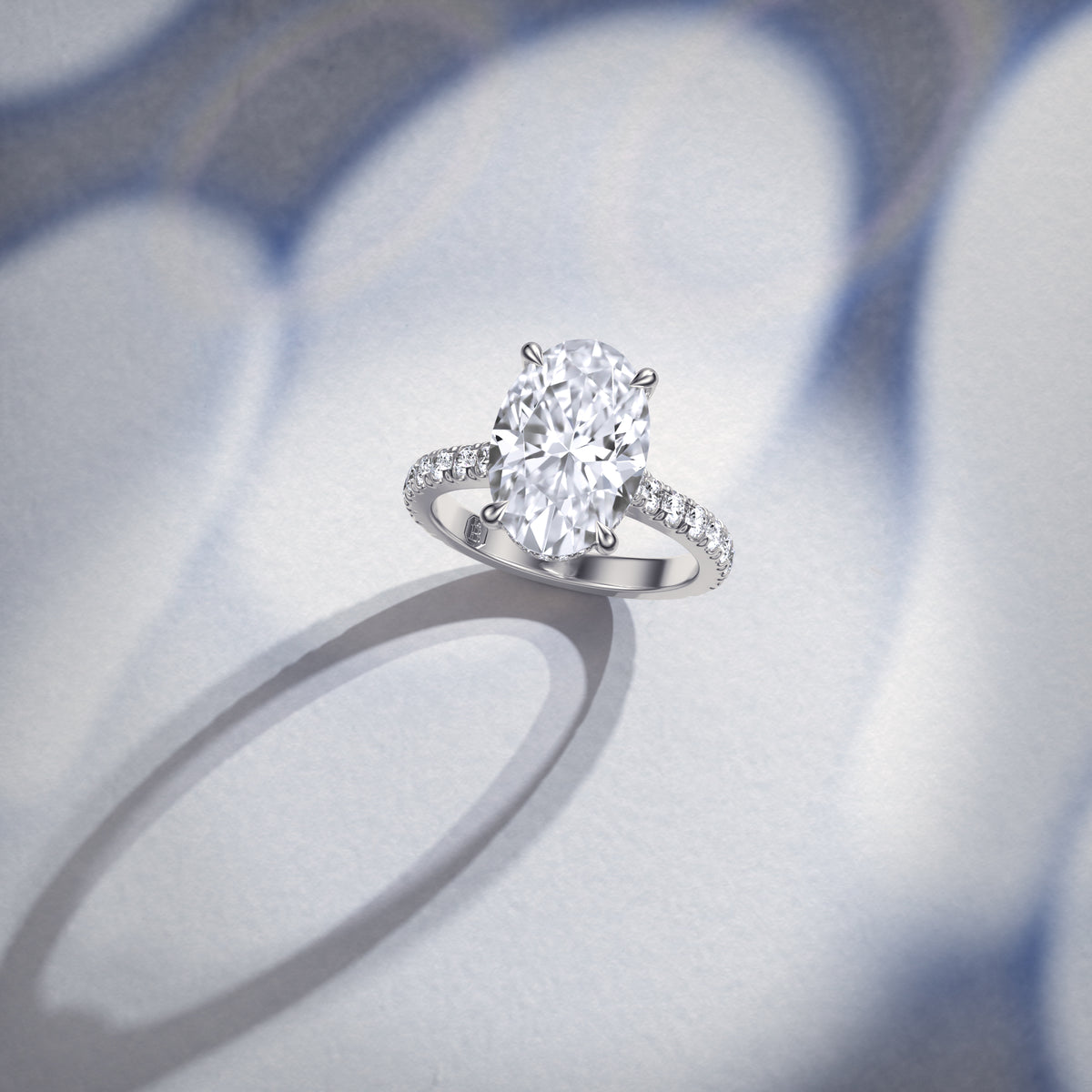 Oval Diamond Engagement Ring with Diamond Pavé