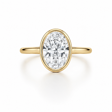 Bague Solitaire Ovale LeBlanc Étreinte avec Lunette